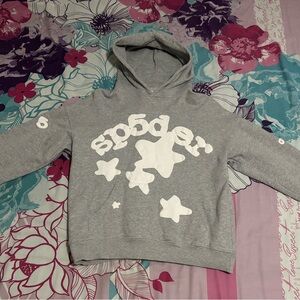 Gray Hoodie with White Star Design